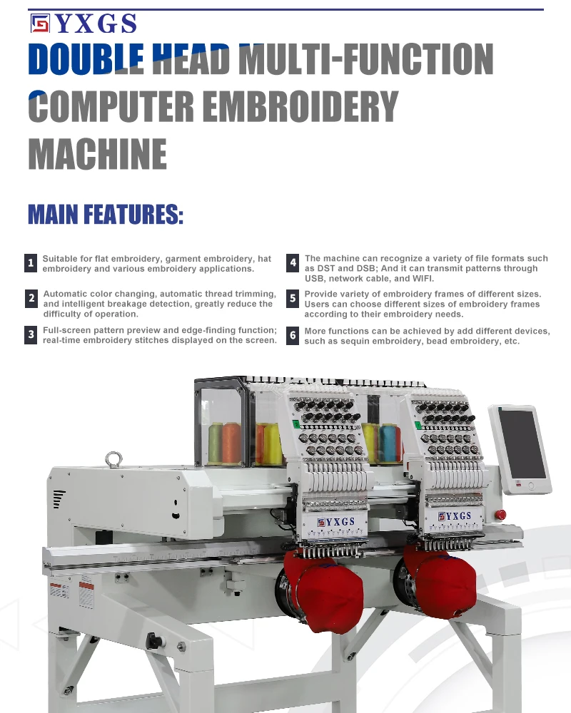 2 Head Multifunctional 12 Needle Home Computerized Embroidery Machine ...