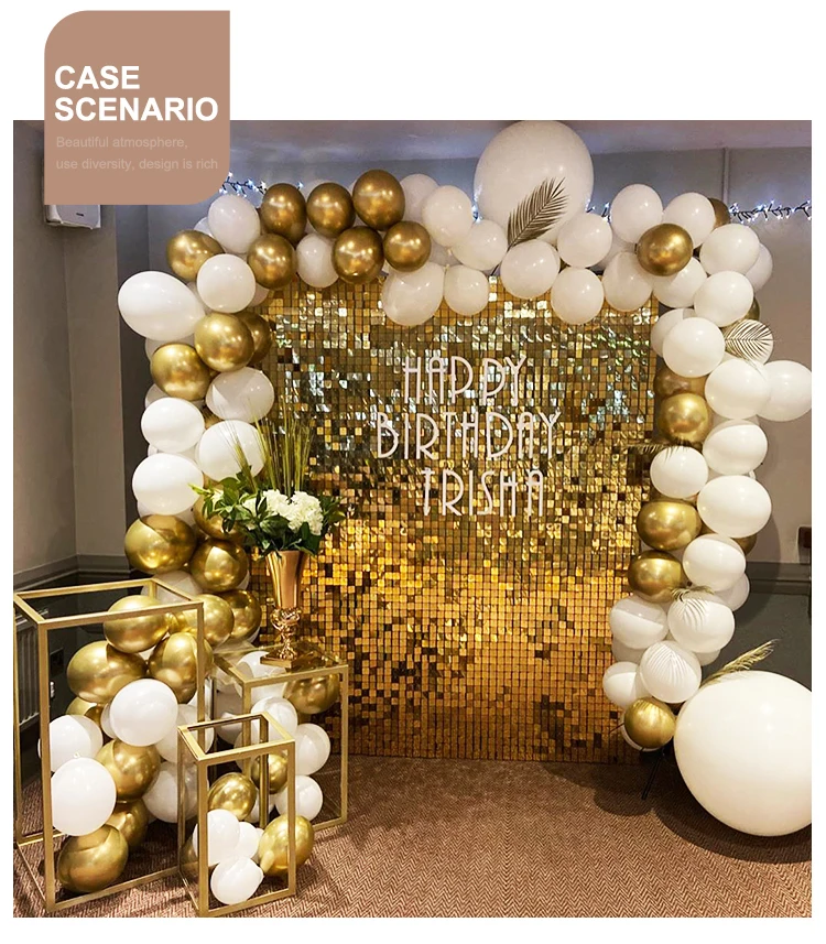 8*8ft wall Wedding birthday party decoration mirror red shimmer sequin panels wall