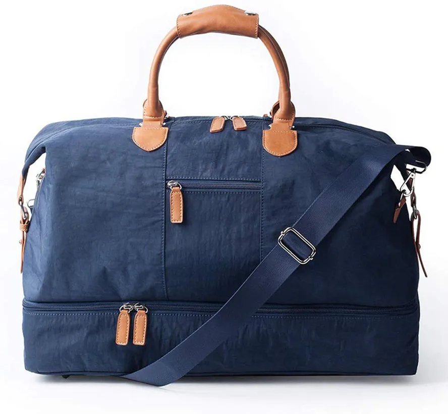 Waterproof Travel Canvas Tote Duffel shoulder handbag Weekend Bag with Shoe Compartment