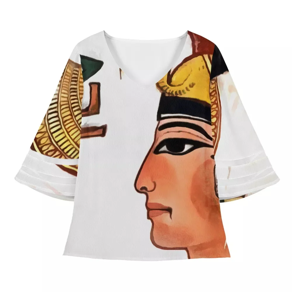 Blusa De Chifón Con Manga Acampanada Para Oficina,Camisa Blanca  Personalizada Para Mujer,Blusa Coreana Elegante De Malla Con Retazos,Blusa  Formal Para Mujer - Buy De Las Mujeres De Manga Blusa De Blanco,Coreano De