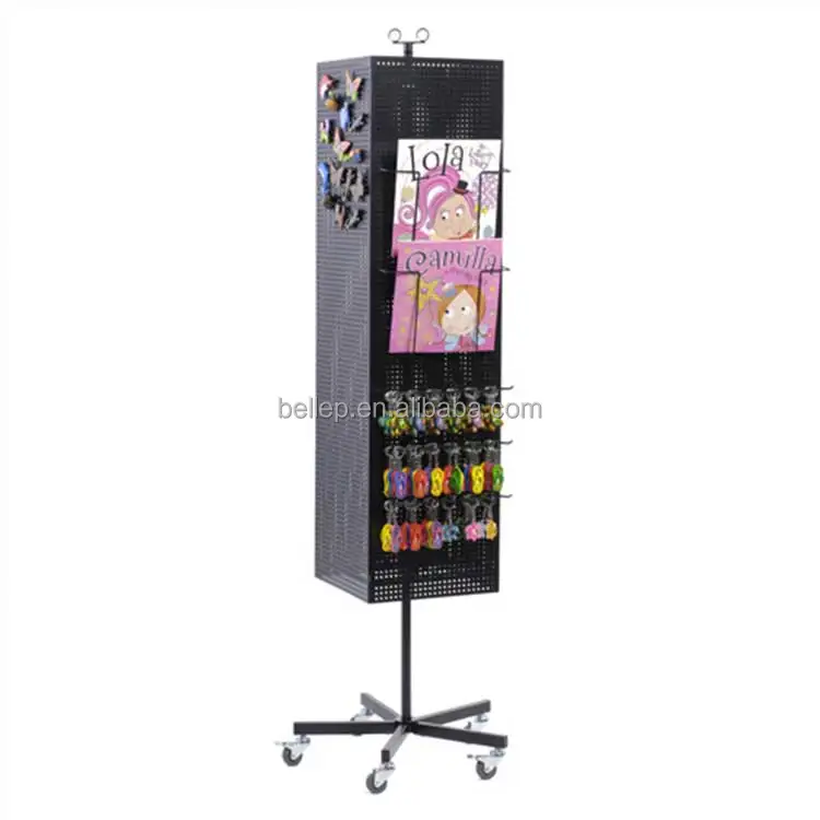 Floor Standing Metal Key Chain Display Rack - Rotating Stand
