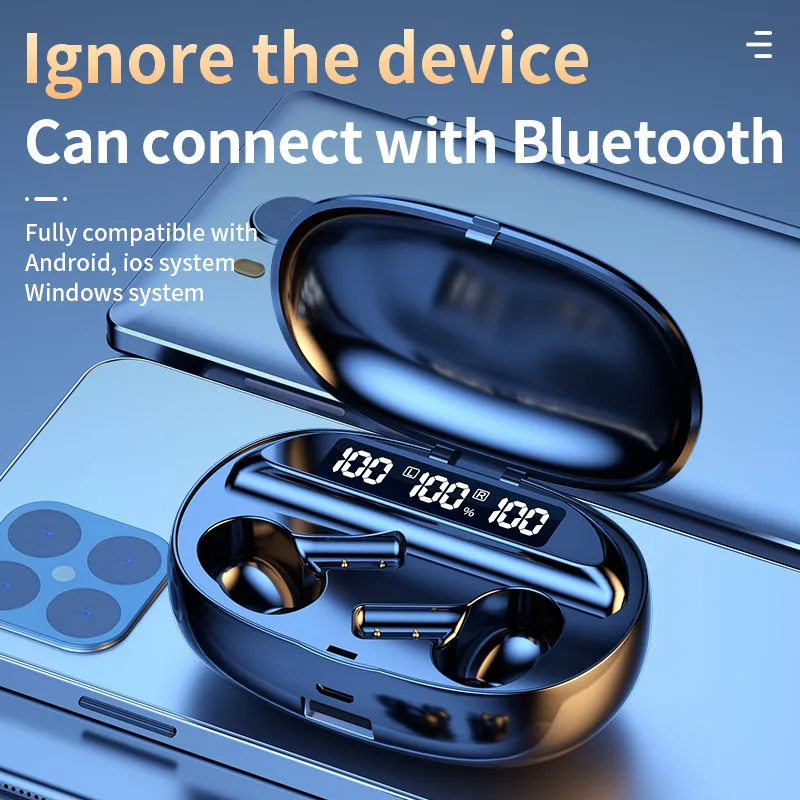 D2 LED Display Bluetooth Earphone True Wireless Headphone TWS Stereo Earbuds Sports Gaming Headset With Charging Box