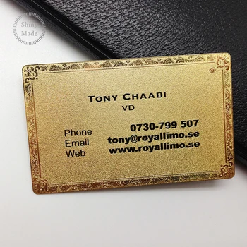 High End Gold Plated Fashion Metal Business Cards Stainless Steel Printing Laser Logo Business Cards Metal