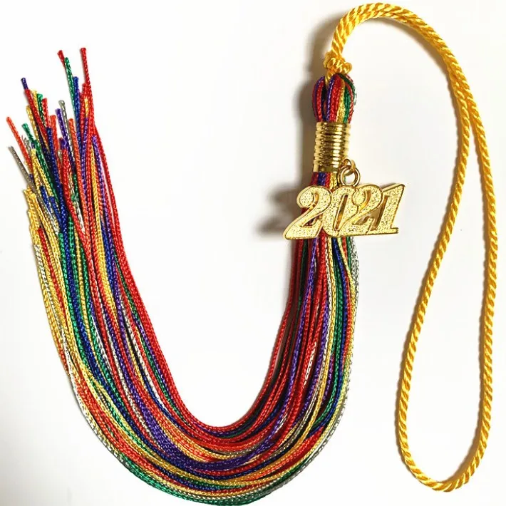 9 Inch Double Color Vertical Sense Graduation Cap Tassels With Year