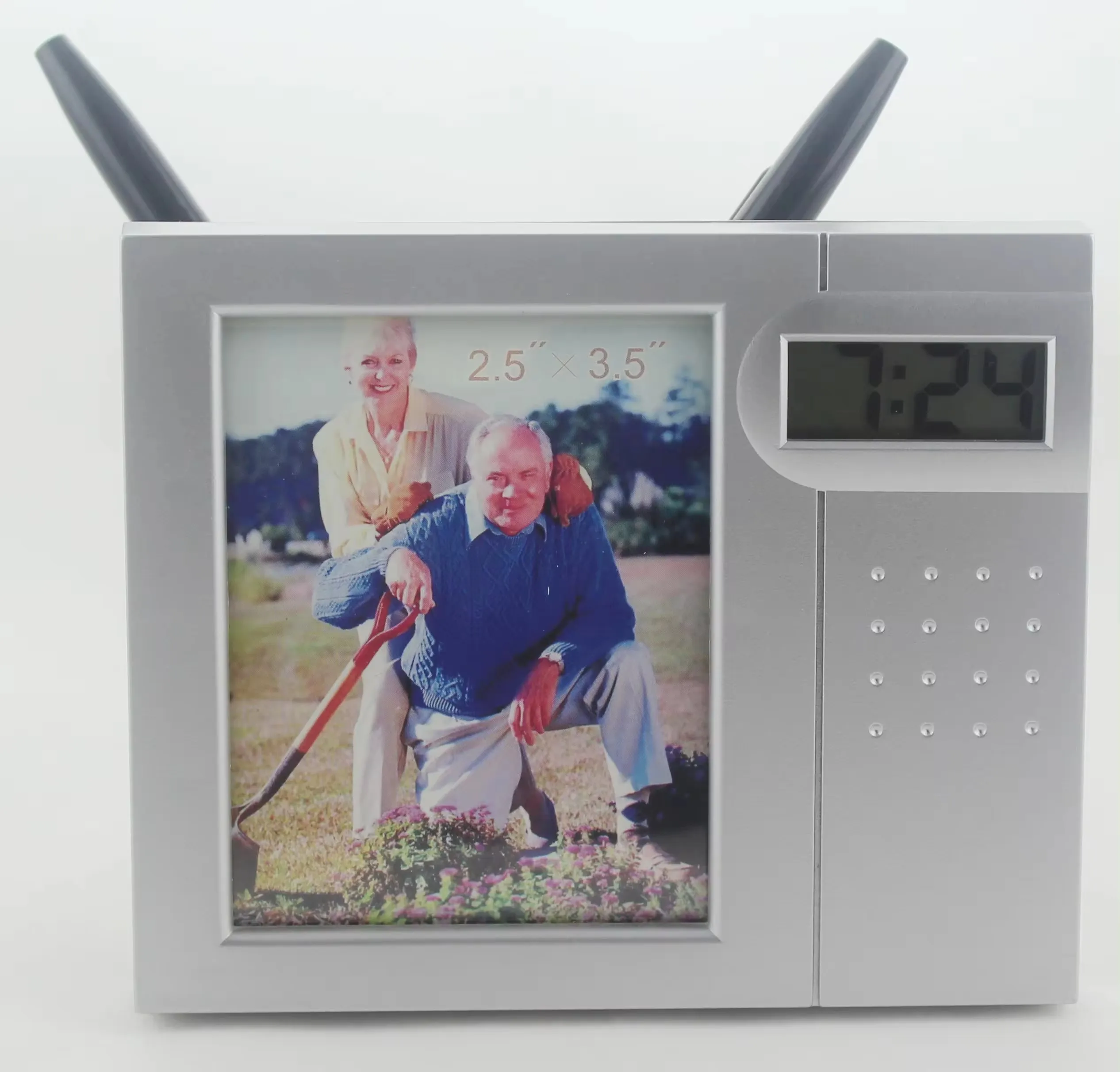 Professional Design 3 in 1 Multi Function Photo Frame Pen Holder Digital LCD Table Clock