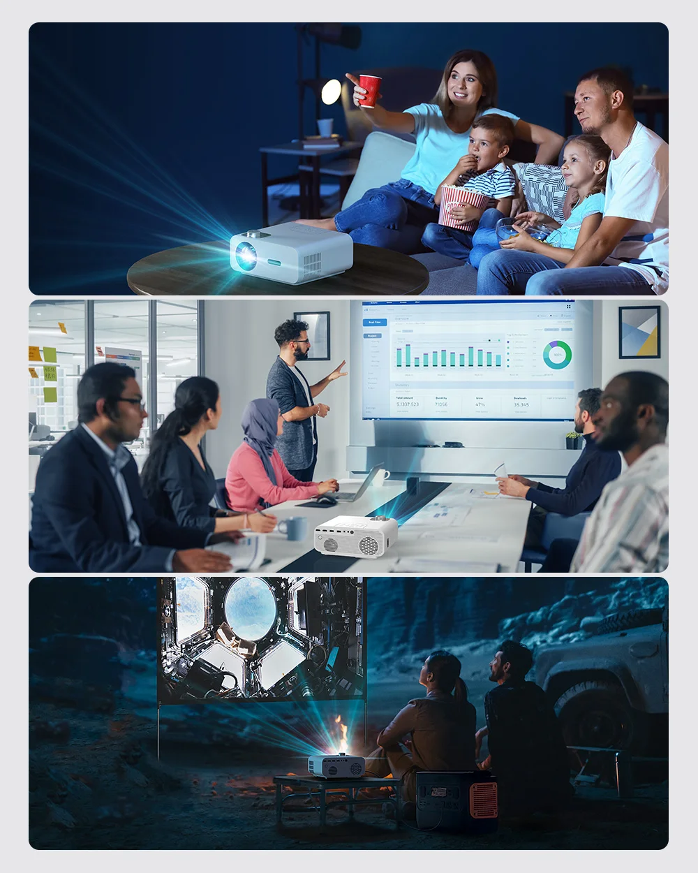 CHEERLUX C12 Android FULL HD Projecteur Android Natif 1920x1080 Luminosité Supérieure 6000 Lumens Mise Au Point Automatique pour Home Cinéma