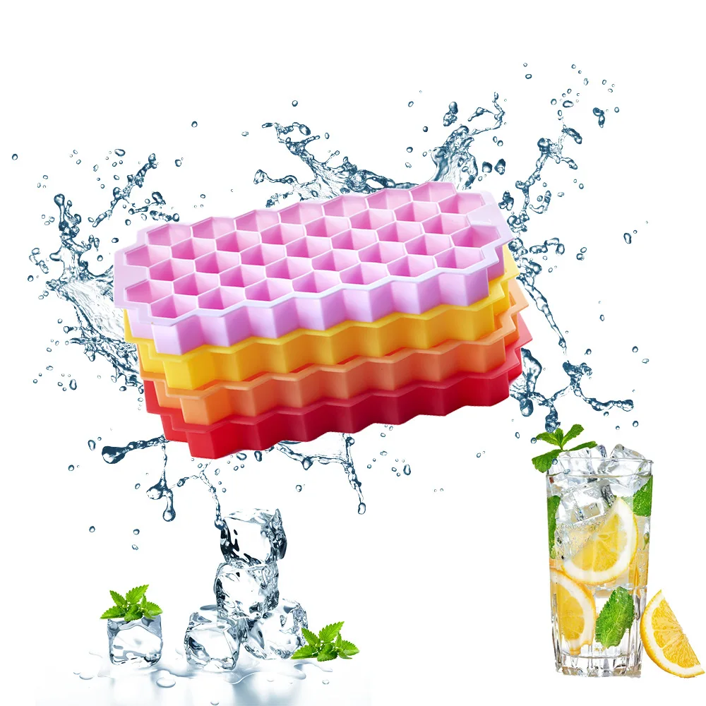 Silicone 37 Grid Honeycomb Ice Tray DIY Ice Cube Mold and Lid Home Use Ice Cream Maker Tool factory