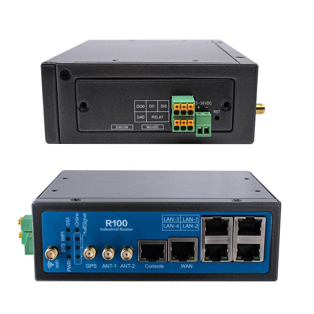 Support Modbus TCP RTU VPN R100 3G 4G Wireless LTE Router Industrial with IO Ports