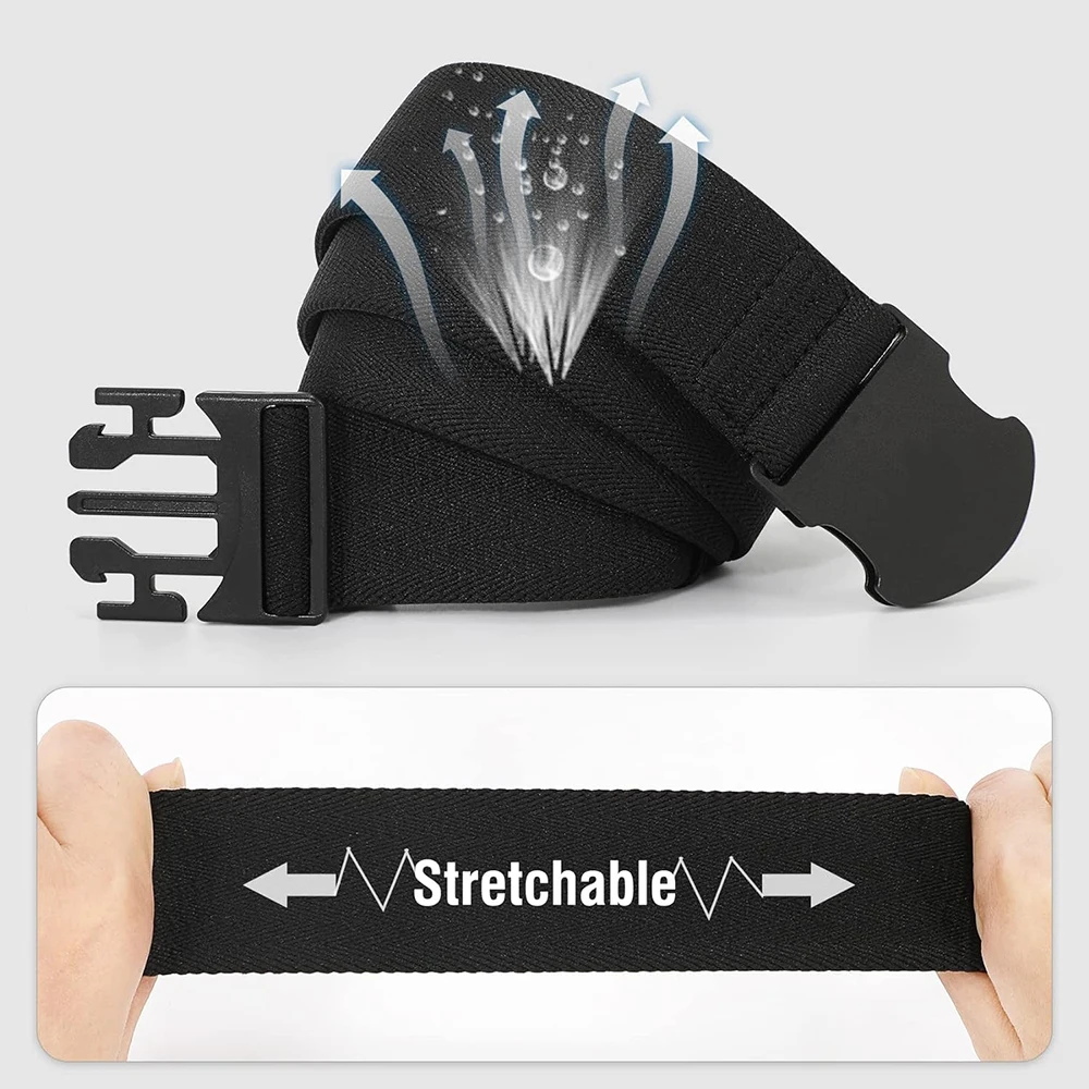 Men Sports Elastic Stretch Belt Unisex Adventure Web Belt Women Men with Non-Metal Buckle Adjustable Tactical Belt