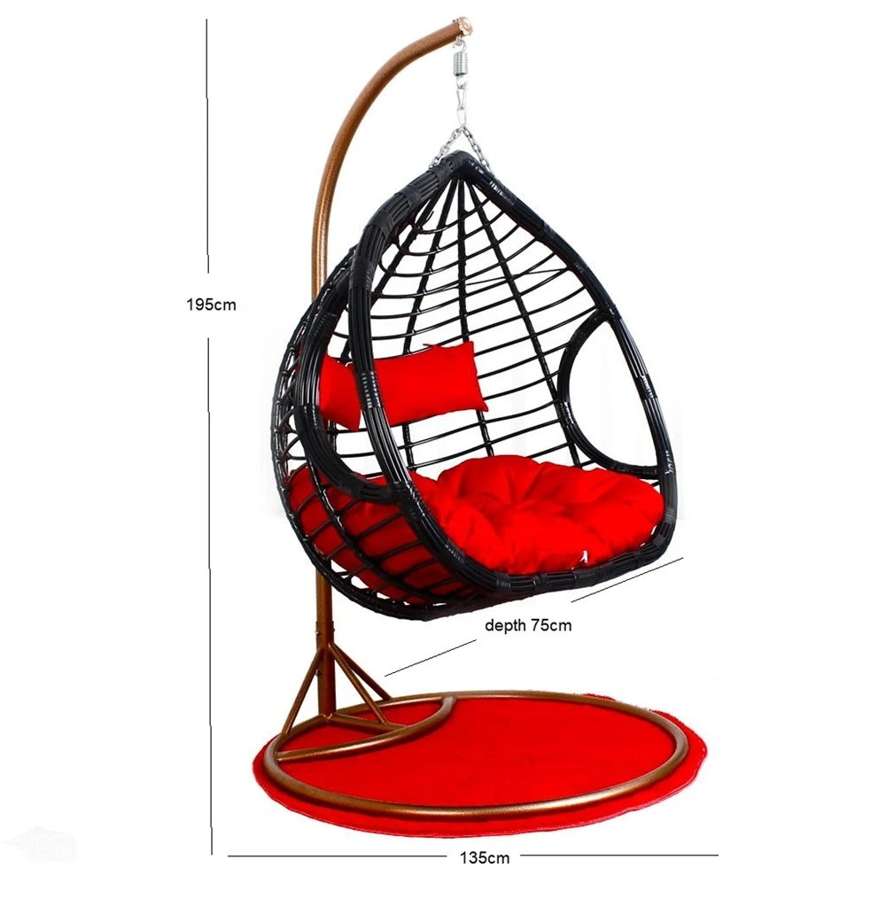 Luxury Furniture Double Seats Egg Rattan Garden Chairs