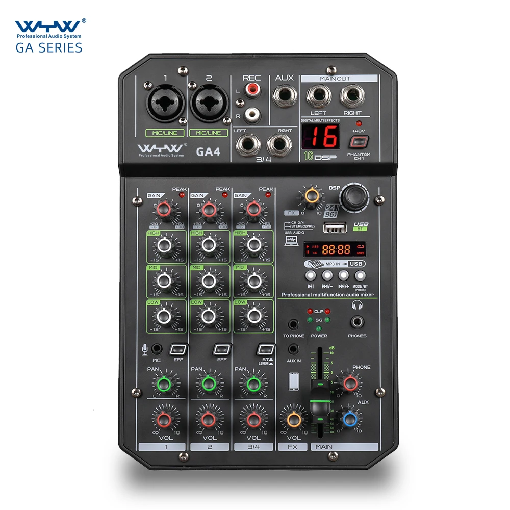 Professional 4 Channels Recording Mixer Audio Interface
