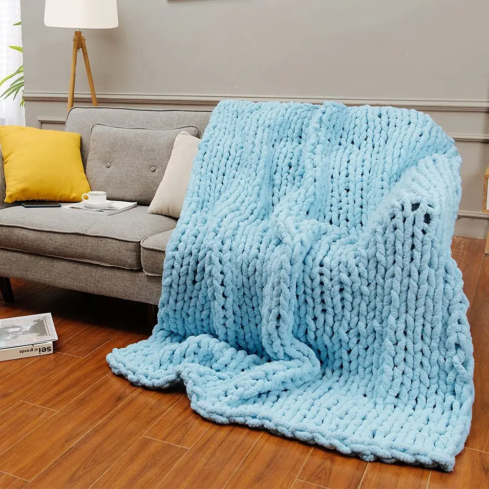 Wholesale Chenille Bulky Blankets Chunky Knit Luxury Throw Blanket