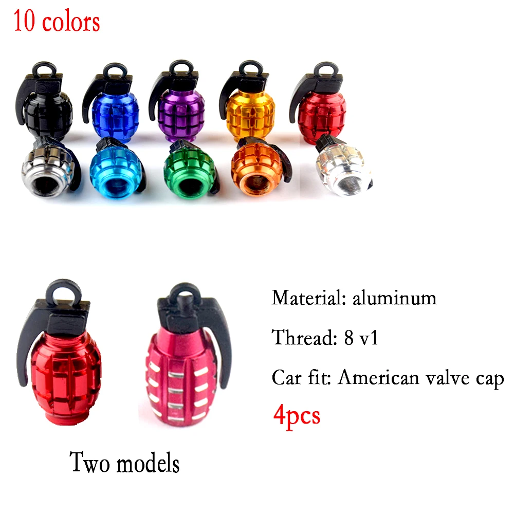 4pcs Grenade Alloy Tire Valve Caps - Add Style To Your Car, Truck