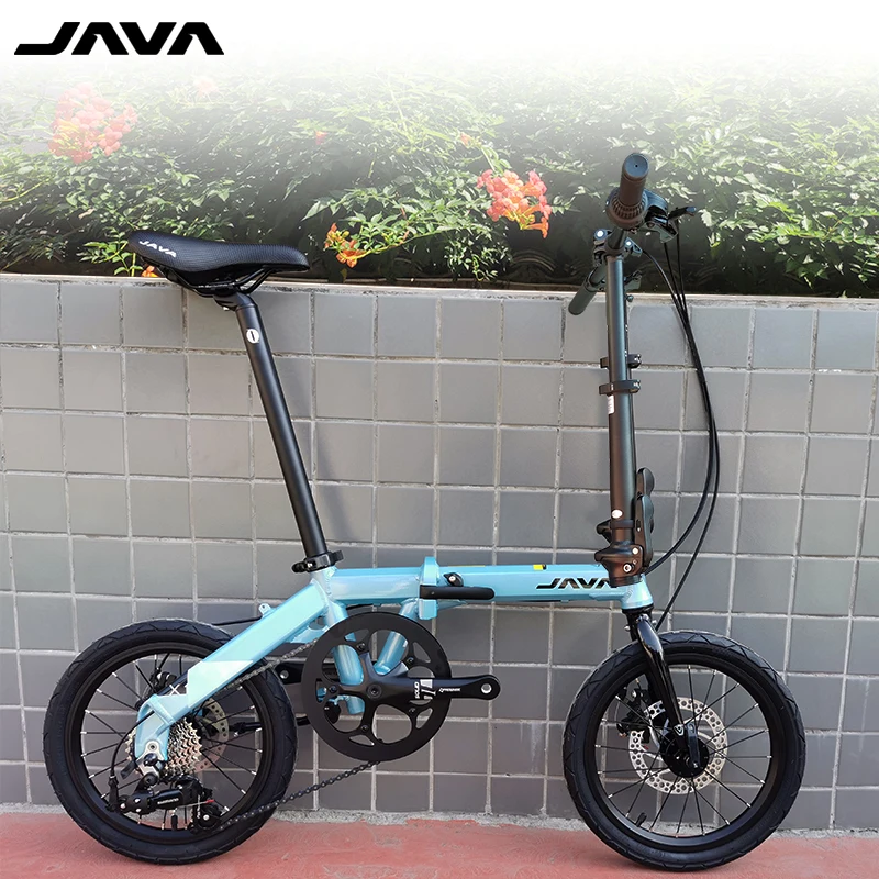 Java Folding Bicycle X1 7 Speed Disc Brake Foldable Bike 16 Inch Mini Cycling Aluminum Alloy Frame Bearing Wheel Set Adult Sport
