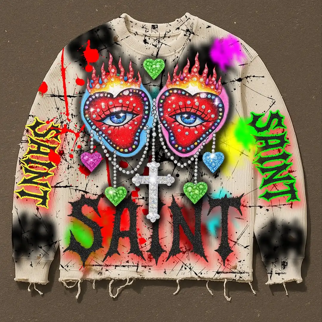 Vintage-styl mans T-hemp 100% swaar gewig katoen suur-gewas DTG gedrukte kleur-blok ontwerp krewnek lospassende styl