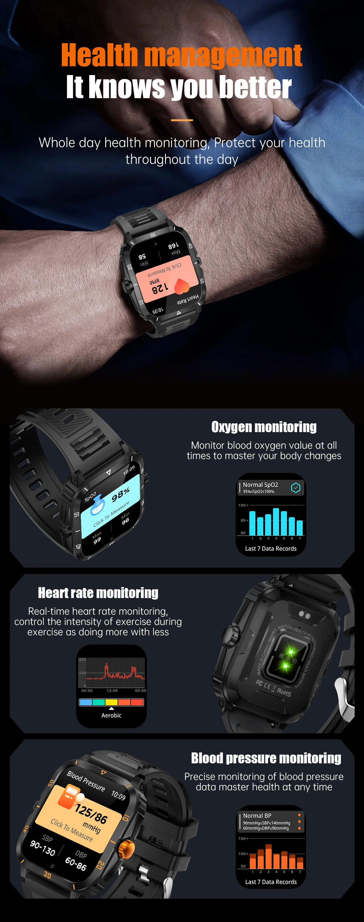 KT71 Outdoor Smartwatch 1.96Inch BT Call 30M Waterproof Sleep Monitoring Sport Smart Watch for Men 2025