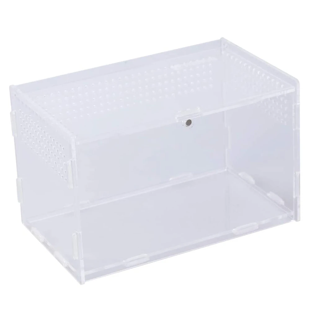 Detachable Acrylic Reptile Terrarium with Ventilated Lid Clear Breeding Enclosure for Lizards Turtles & Small Reptiles