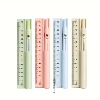 Versatile 3-in-1 Compasses & Ruler Set: Plastic Ruler, Metal Compasses, Pencil Guide - Ideal for Educational Stationery