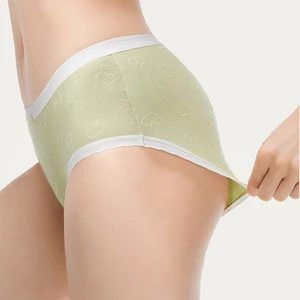 Women's Summer Thin Solid Antibacterial Knitted Mid-Rise Hipster Waist Everyday Panties