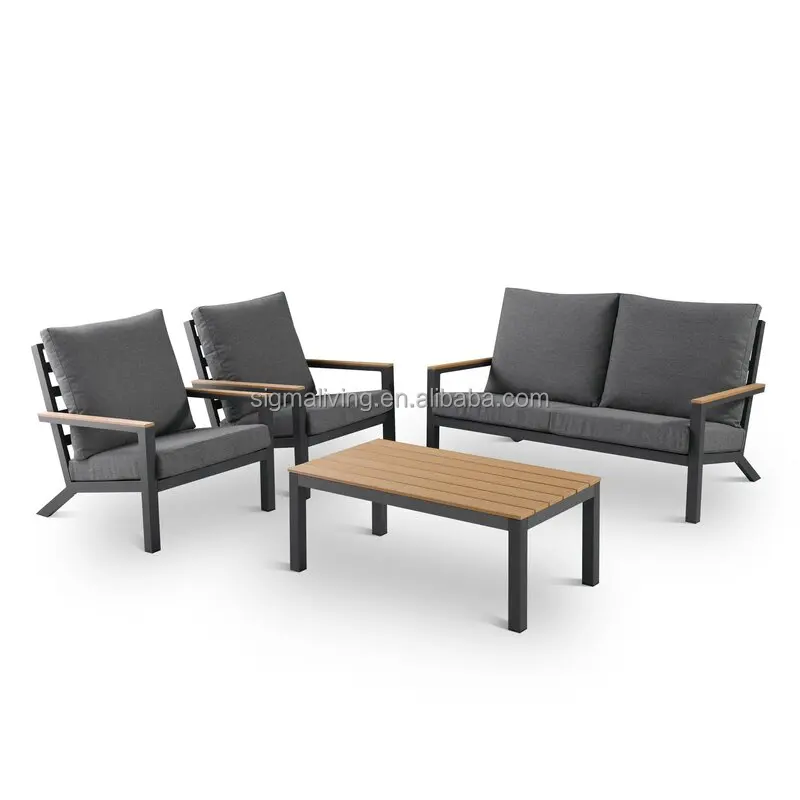 Patio furniture garden outdoor furniture sofa set aluminum 4 pieces sofa seating group with cushions