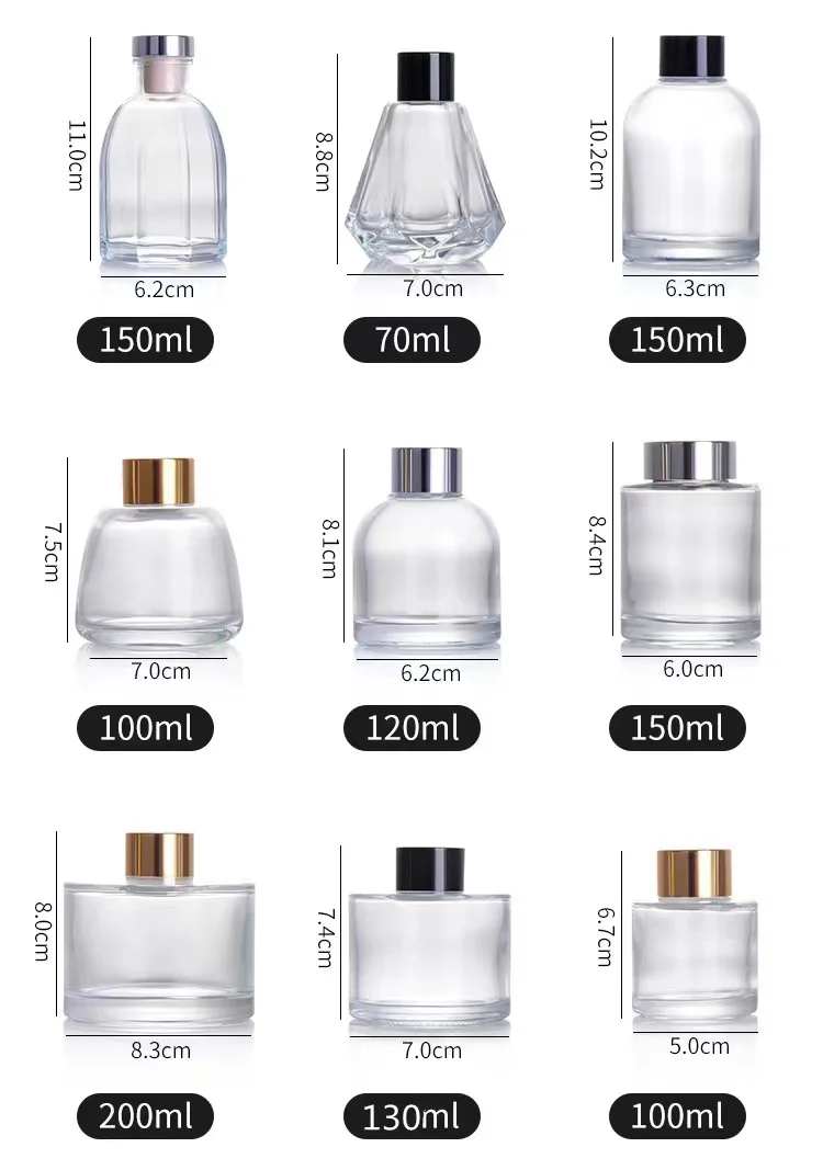 product 500ml round square reed diffuser sticks aroma oil bottle air fresh fragrance bottle glass reed diffuser bottle-8