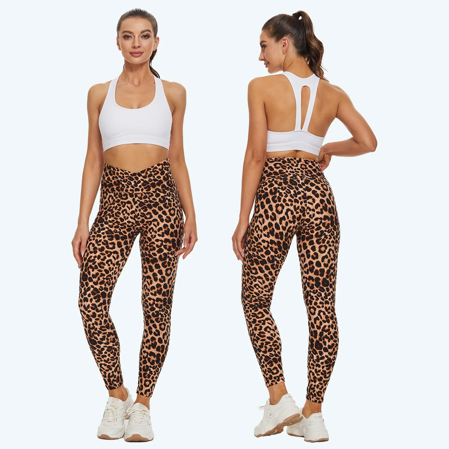 Custom V Shape Sexy Butt Lift Sport Leopard Digital Printed Leggings