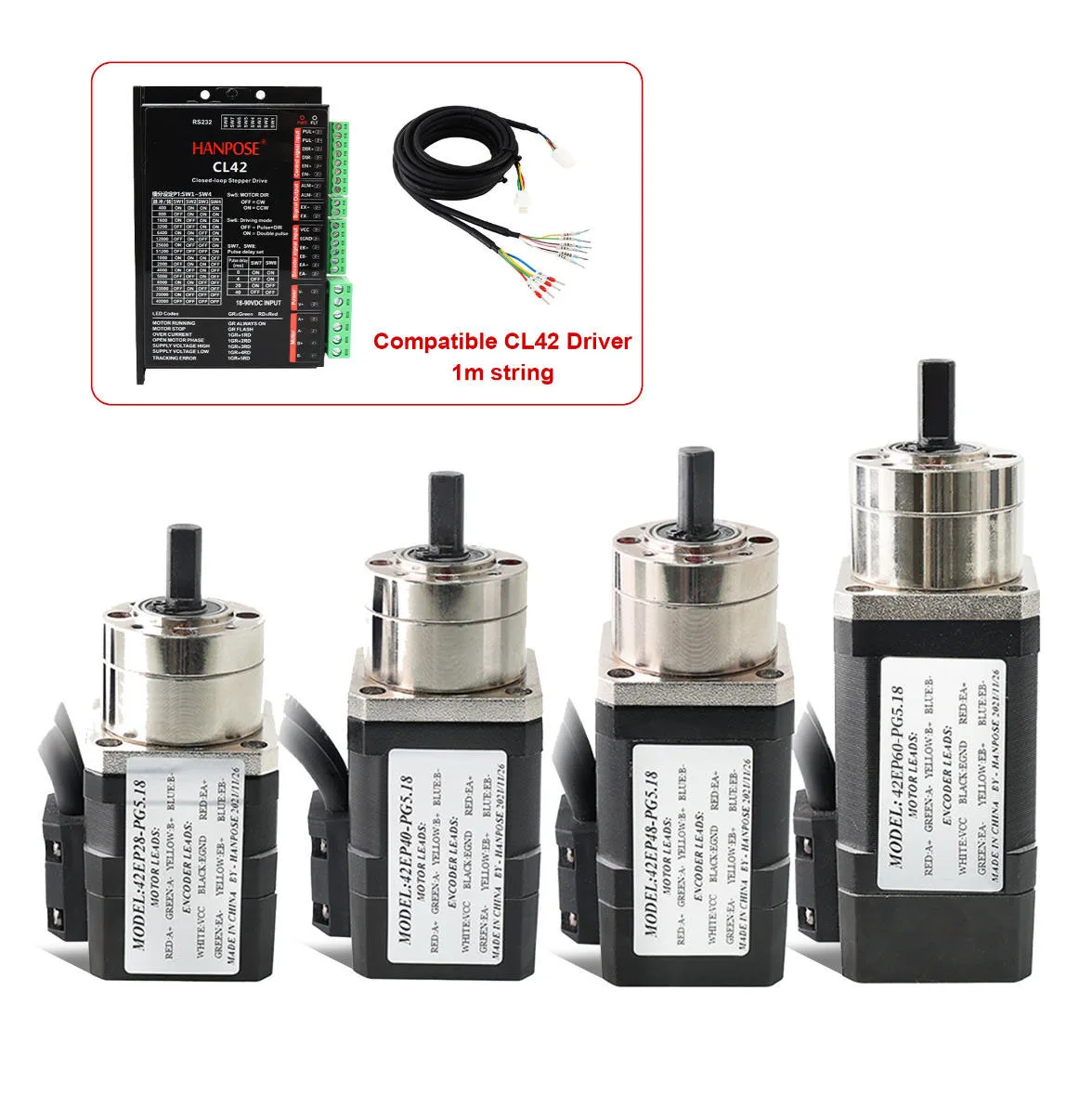 Hanpose højpræcisions NEMA17 lukket-løkke trinmotor 42EP28/34/40/48/60-PG-CL42 reduktionsforhold 3,71 planetgearmotor