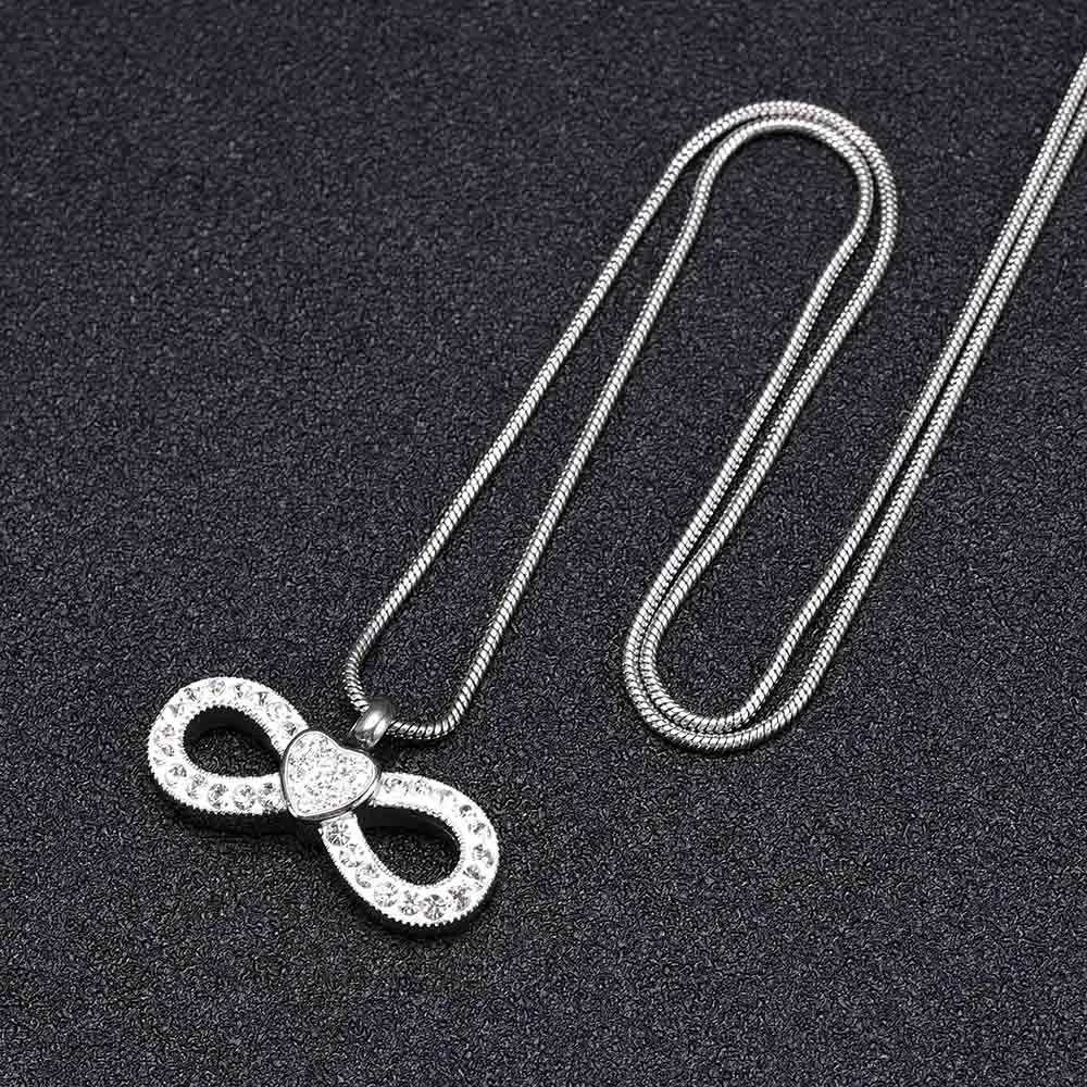 Cremation jewelry stainless steel urn bowknot style cremation urn necklace to commemorate the dead relatives/pets