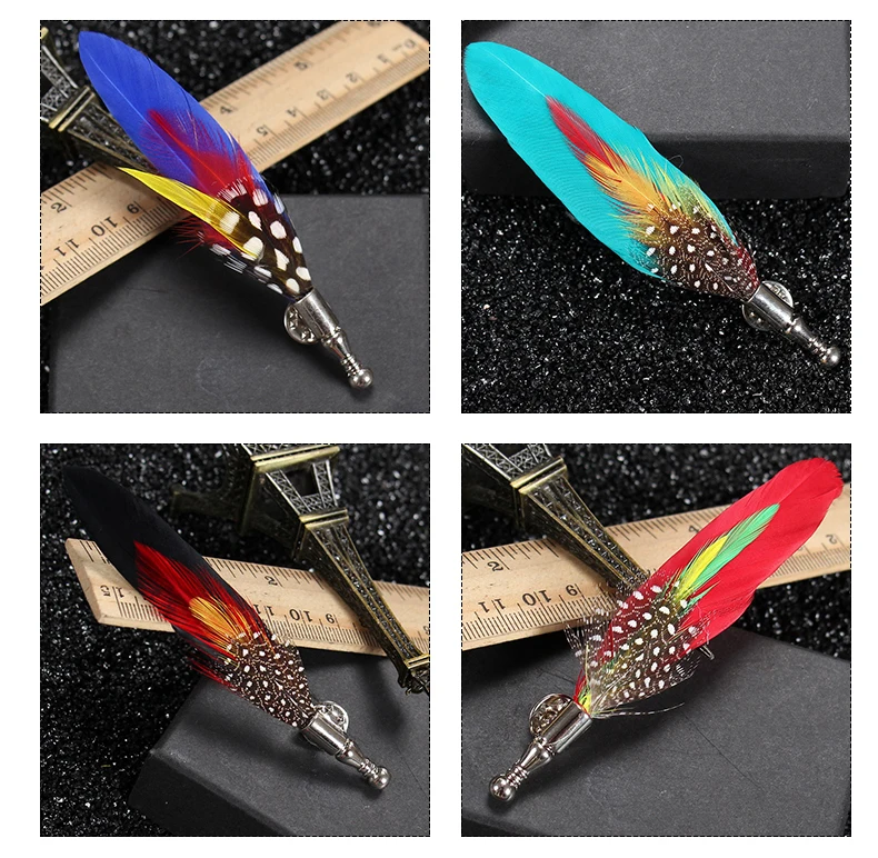 men's feather brooch christmas decorative pins