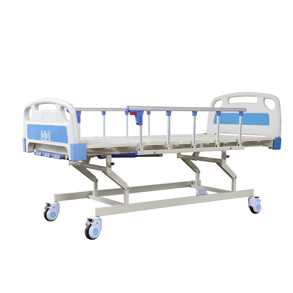 Stainless Steel Three-Function Adjustable Foldable Durable Manual Bed-Home Care Equipment Single Central Locking Hotel Outdoor 5