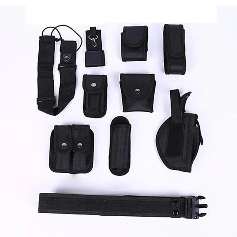 Training Quick-release Buckle Tactical Belt with Bag Multifunctional Adjustable Security Duty Multi Pocket Belts Flashlight Bag