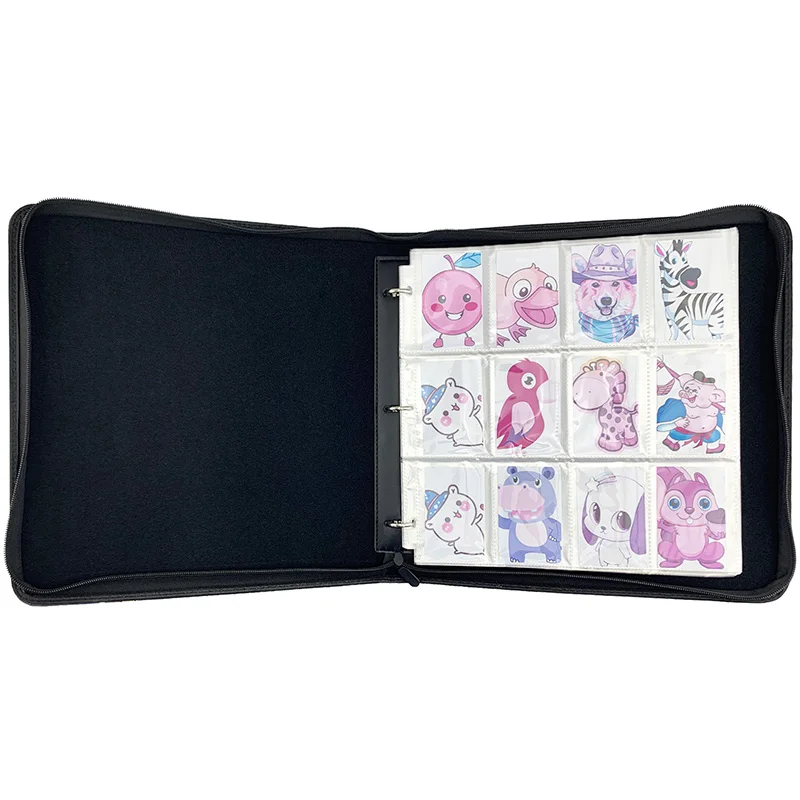 ModernQiu Custom Premium 1200 Trading Card Binder Waterproof with 12  Pockets Zippered PU Cover Gifts Logo Printing Available