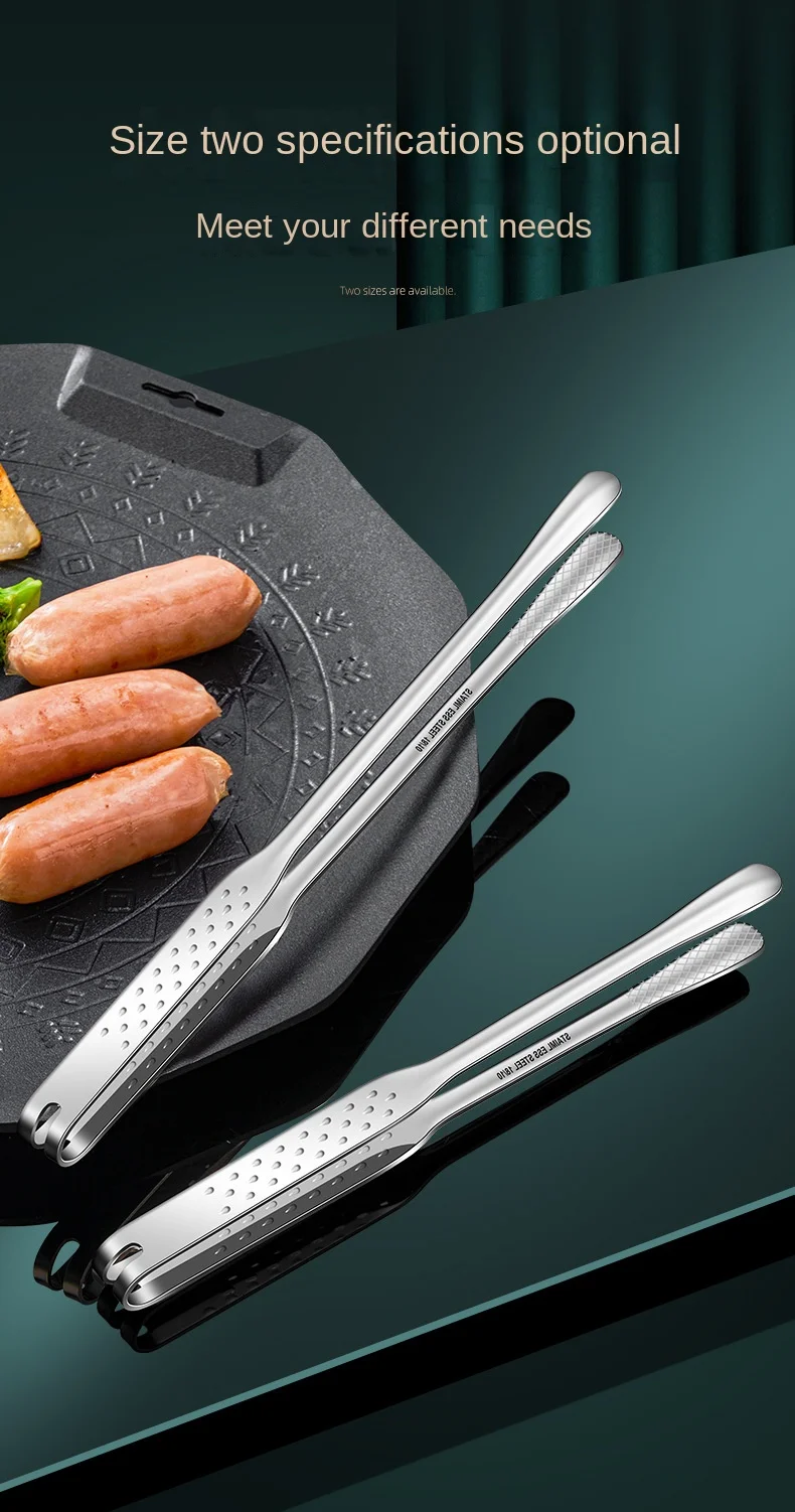 316L Stainless Steel Korean Style Kitchen Food Cooking Steak Buffet Tongs Small BBQ Metal Clip Anti-Scalding Barbecue Tool