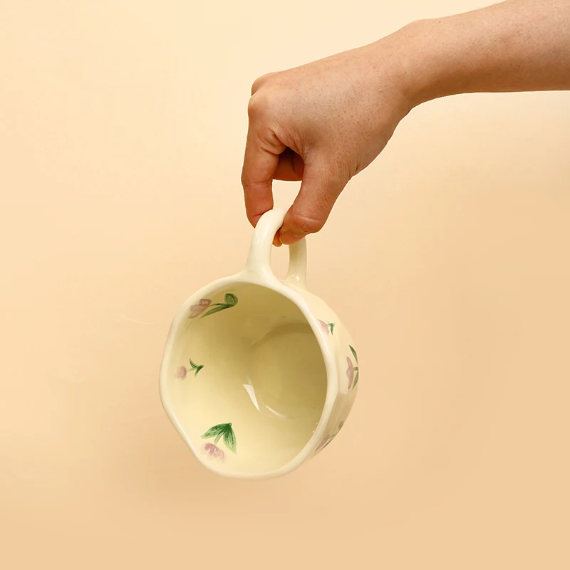 Nordic Customization Ins Mug Coffee Mug  Yellow Flower Coffee Ceramic Porcelain Cup Mug Set supplier