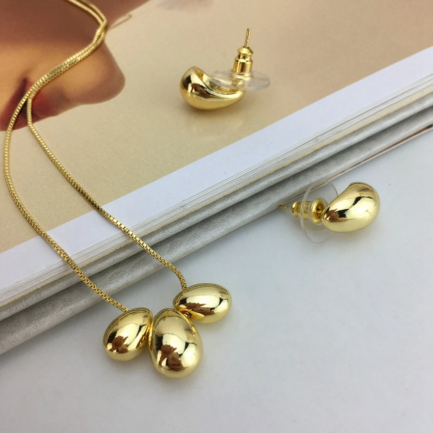 Yuminglai FHK11722 Costume Mode Dubaï Bijoux Goutte D'eau Accessoires Haute Qualité Plaqué Or Dames Ensembles De Bijoux
