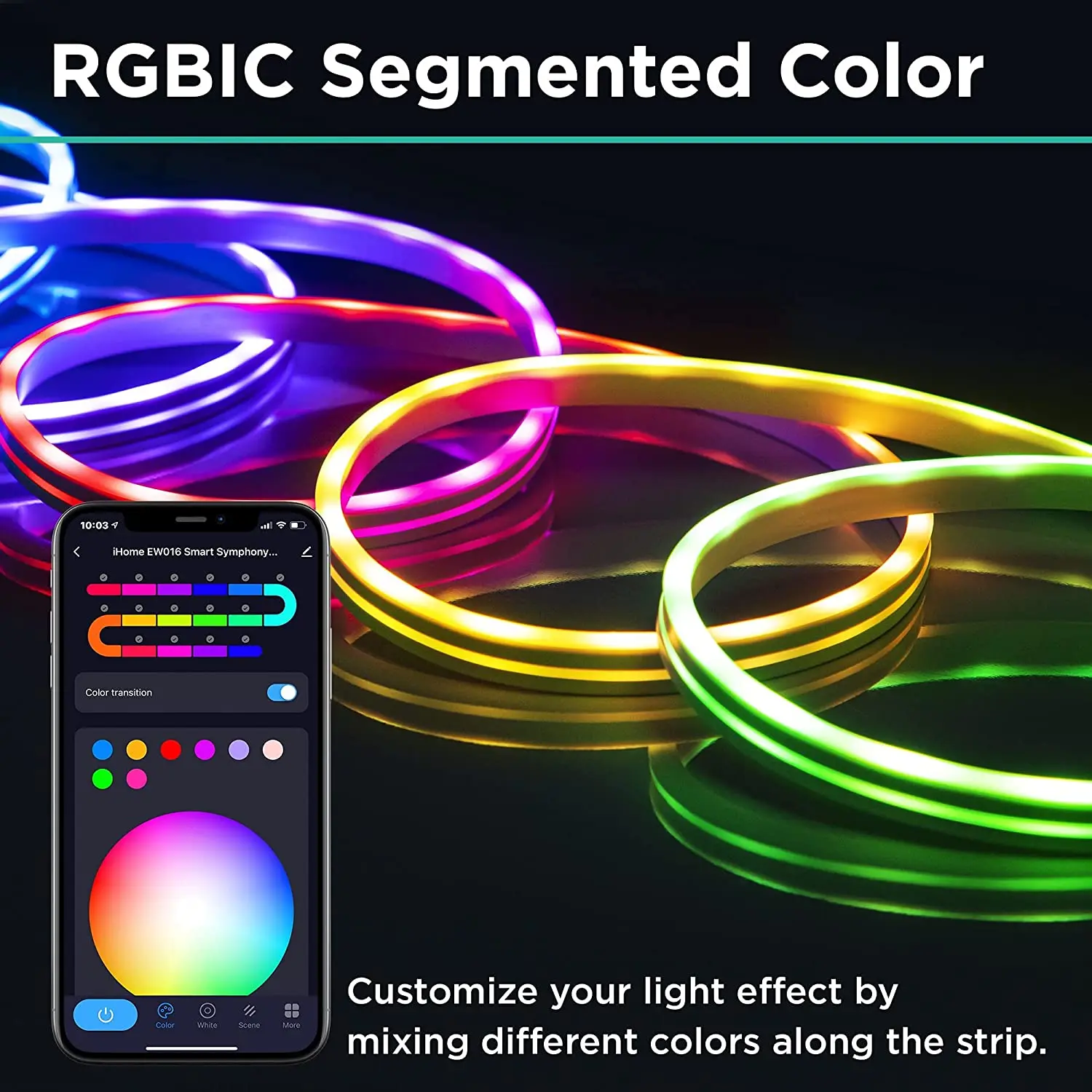 Wholesale Custom RGBIC Luces LED Rope Light Smart APP Control WIFI IP65 Waterproof Dream Color LED RGB Flexible Neon Light Strip