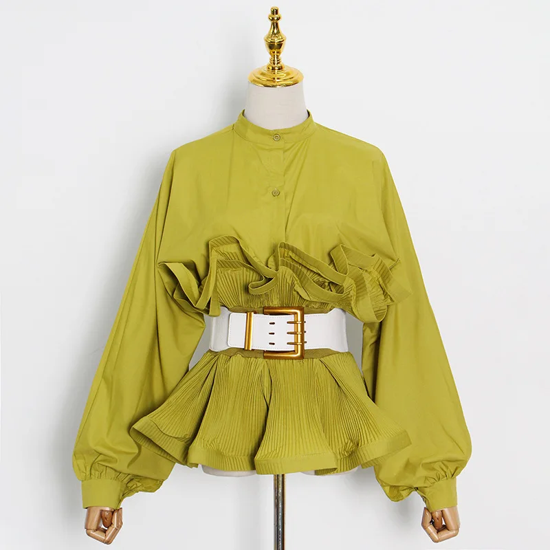 Blusa Elegante De Manga Larga Con Volantes Para Otoño,Blusa Elegante Con  Cinturón Y Cuello Redondo - Buy Blusa De Las Mujeres,Elegante Blusa De Las  Mujeres,Venta Caliente Otoño De Cuello Redondo De Manga