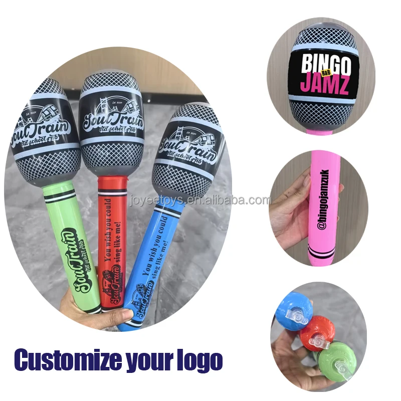 Joyee Custom Logo Inflatable Microphones 24/35cm Concert Microphone Toys Music Party Decorations Inflatable Pool Toy  for Kids