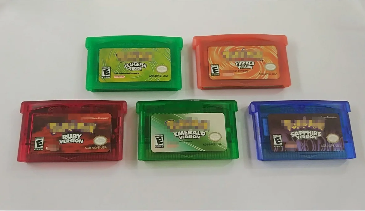 2022 дешевая 5 видов цветов покемо игровой Картридж для GBA SP карты для мальчиков игры Бесплатная доставка