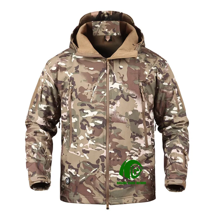 KANGO Factory Make Softshell Jacket for Men Outdoor Softshell Jacket Camouflage Ocp Softshell Jacket Stand Vintage Fleece Woven