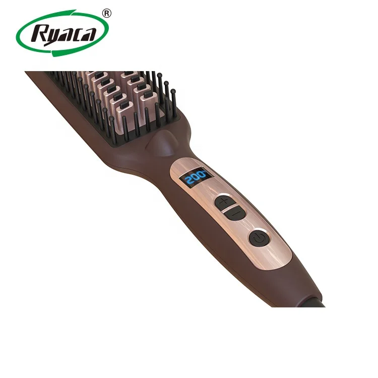 Professional Genie Ceramic LED Digital Display Hair Straightening Brush