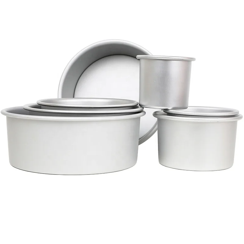 Factory Supply Deep 4 Inch Anodized Aluminum Round Fixed Bottom  Cake Baking Pan Chiffon Cake Mold Straight Side Cake Mould