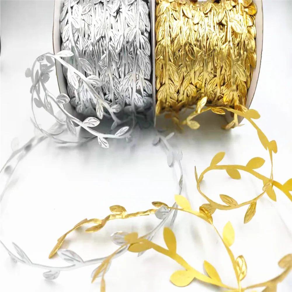 Оптовая продажа ручной работы 100% полиэстер ультразвуковой атласный декоративный ремешок искусственная кожа лист кружевная лента через границы золото серебро