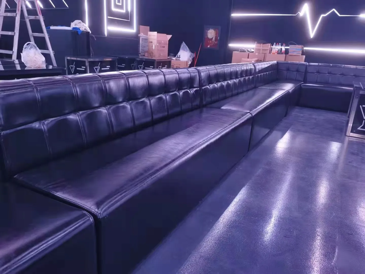 U L Shape Restaurant Hookah Lounge Furniture Bar Cafe Booth Pu Leather