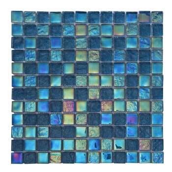 iridescent blue glass mosaic tile backsplash kitchen tiles swimming pool mosaic