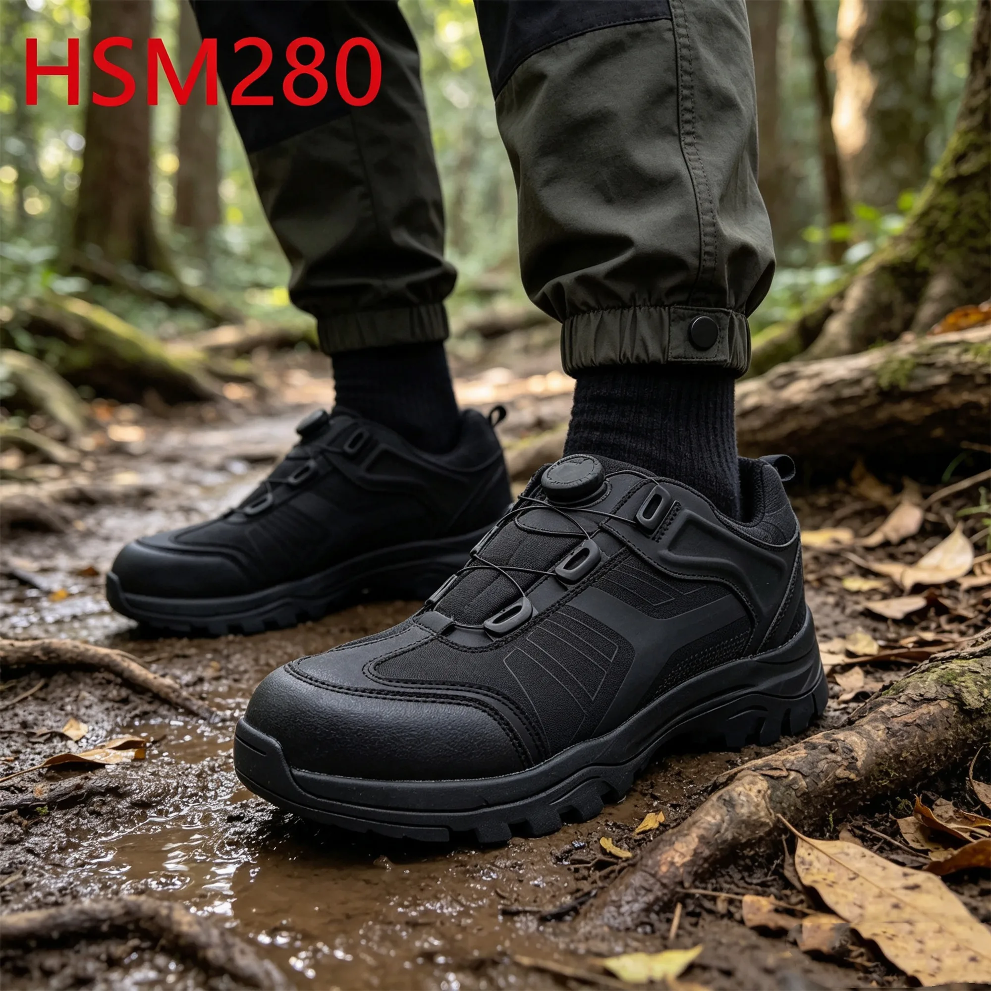 ZYF,Grassland Hiking Anti-kick Toe Design Hua Singh Men Leather Shoes Support System Design Combat Boots with Buckle HSM280