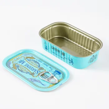 Custom Rectangular 125g Club Can Food Grade Empty Tin Cans for Sardine Fish Crab Meat Packaging