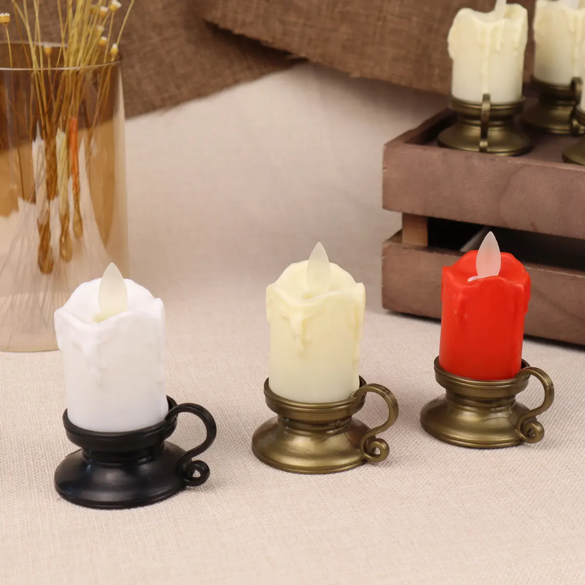 product plastic flameless led candle wine glass tear candle home decoration christmas retro holiday party decoration tear candle-33