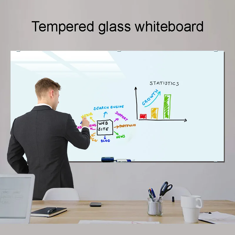 Frameless Tempered White Board Dry Erase Magnetic Glass Whiteboard for Classroom Office Interactive Whiteboard OEM Option manufacture