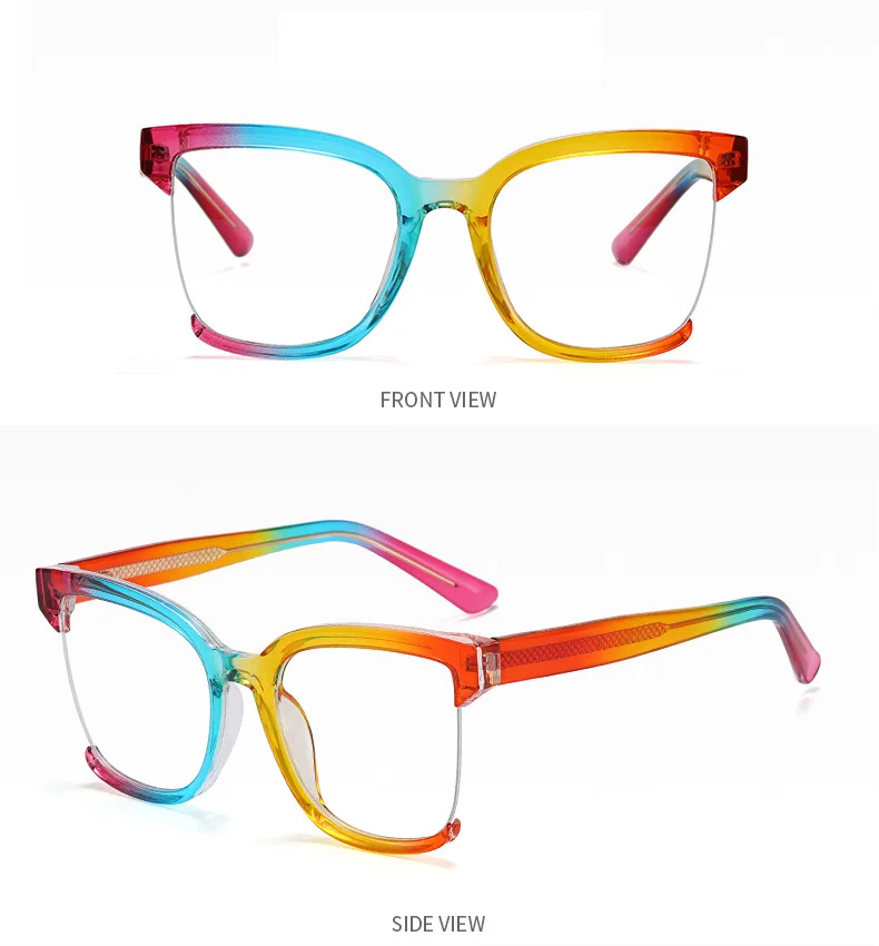New Arrival Colorful Square Frame Computer Half Frame Reading Glasses Blue Light Blocking Buy